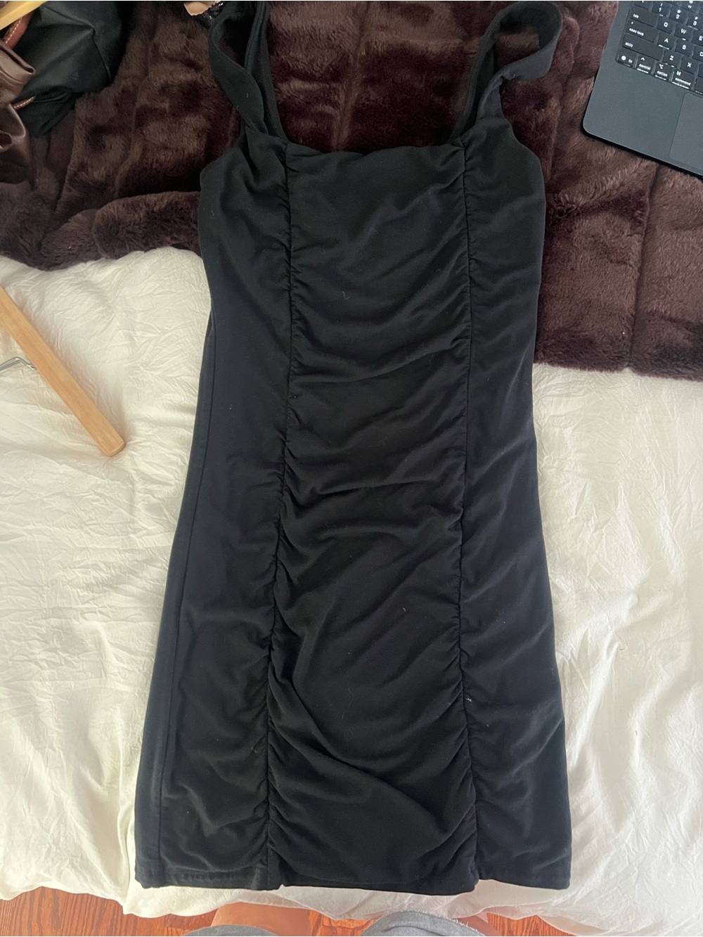Classic Black Ruched Tank Dress Aritzia